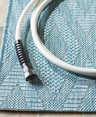 Courtyard CY8522 Aqua 5'3" x 7'7" Outdoor Area Rug