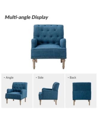 Mcgavock Traditional Wooden Upholstered Accent Chair with Tufted Back