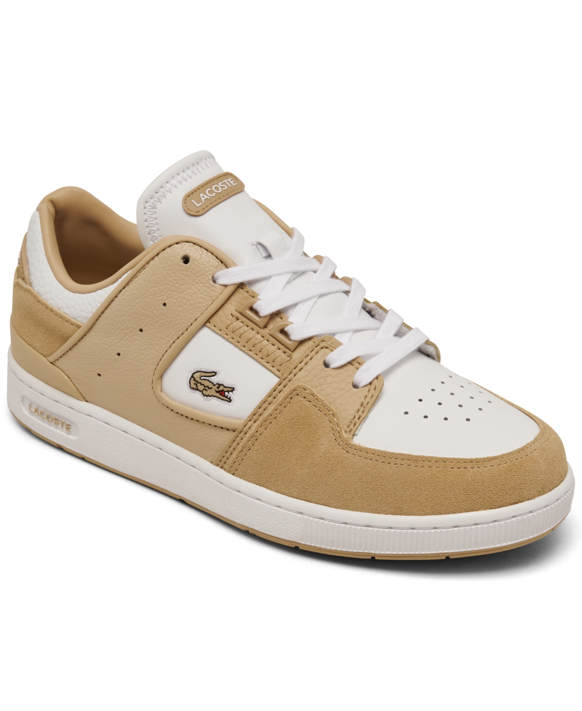 Shop Lacoste Women's Court Cage Leather Casual Sneakers From Finish Line In Bw Lt Brw