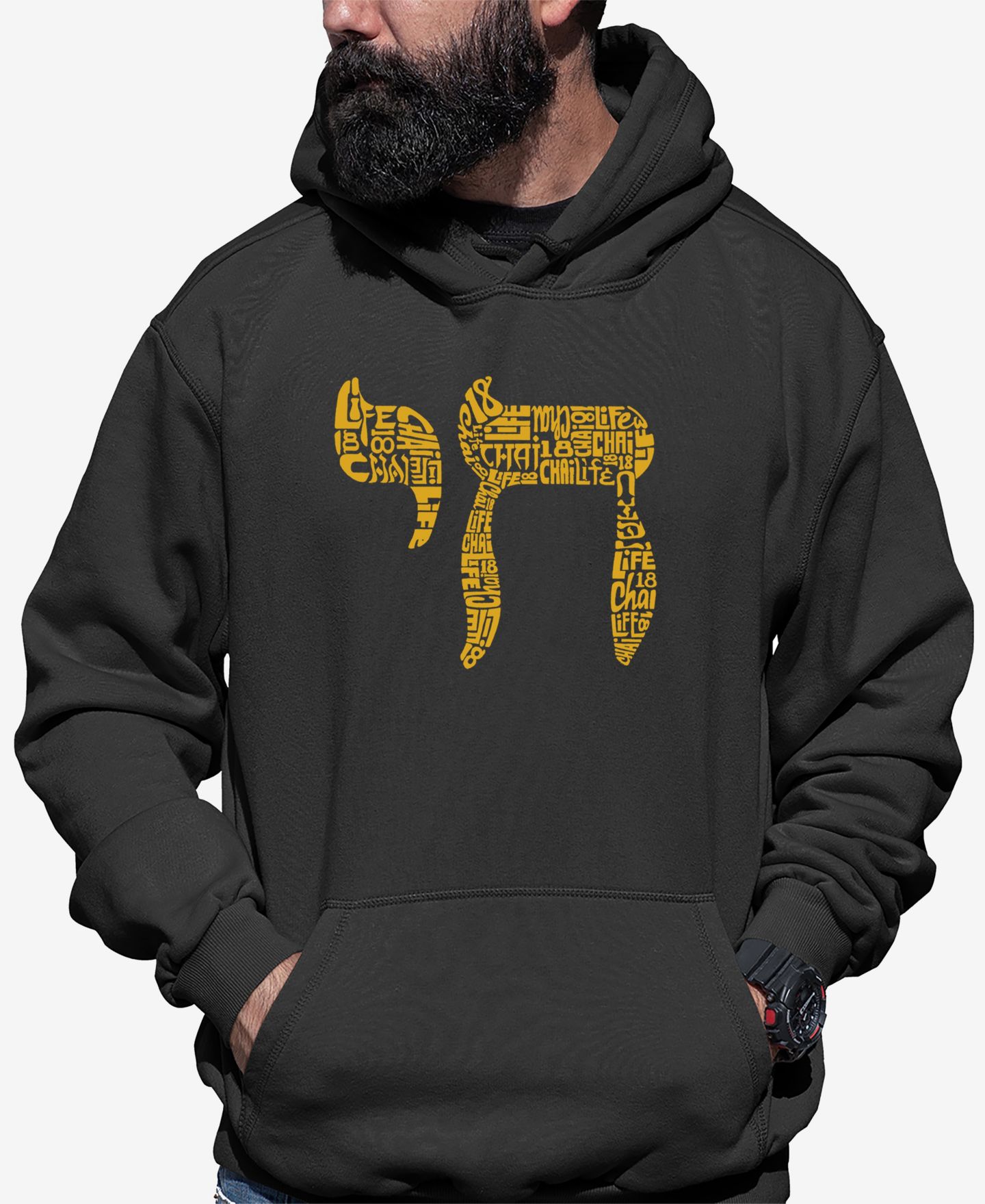 Мужское худи LA Pop Art Chai - Word Art Hooded, цвет: Чёрный — фото 8