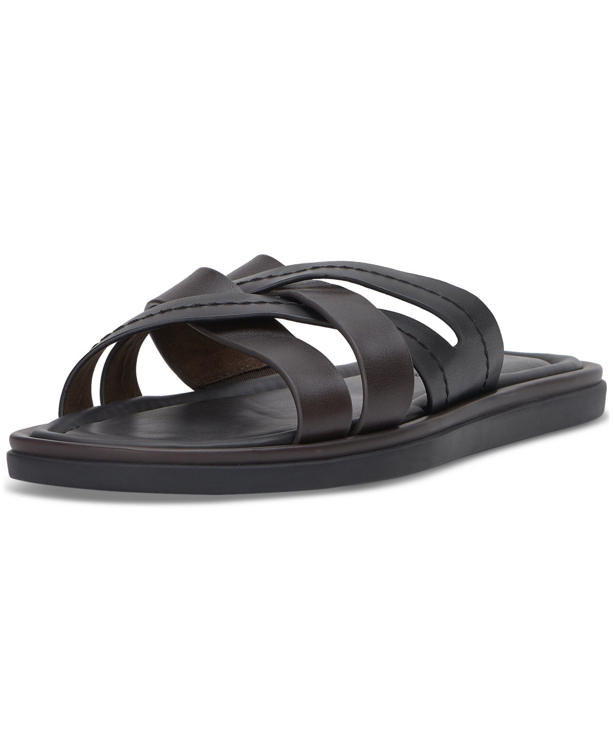 Shop Vince Camuto Men's Naele Crisscross Slide Sandals In Black Mocha