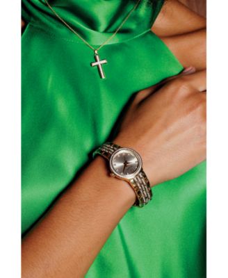 Women's Crystal Gold-Tone Stainless Steel Bracelet Watch 29mm Gift Set