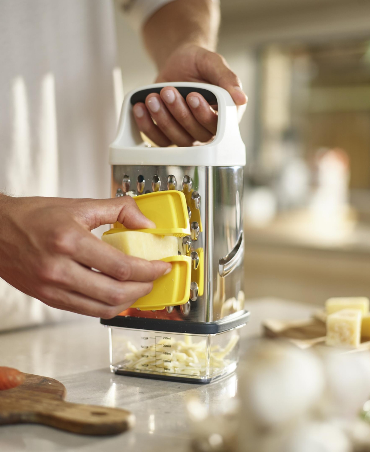 Joseph Joseph Multi-grip Box Grater With Precision Food Grip And Base In White