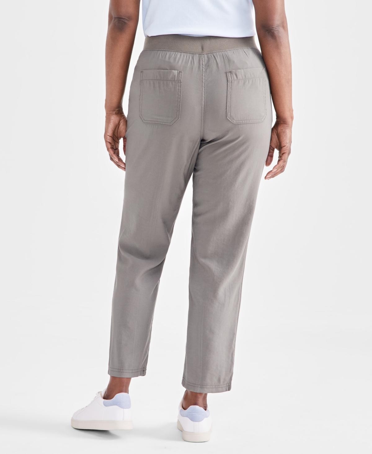 Style & Co Petite Mid Rise Pull-on Ankle Pants, Created For Macy's In Gray