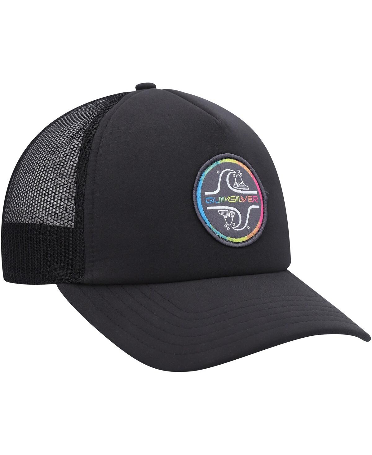 Shop Quiksilver Quicksilver Men's Black Groundswell Trucker Snapback Hat In Kvj-black