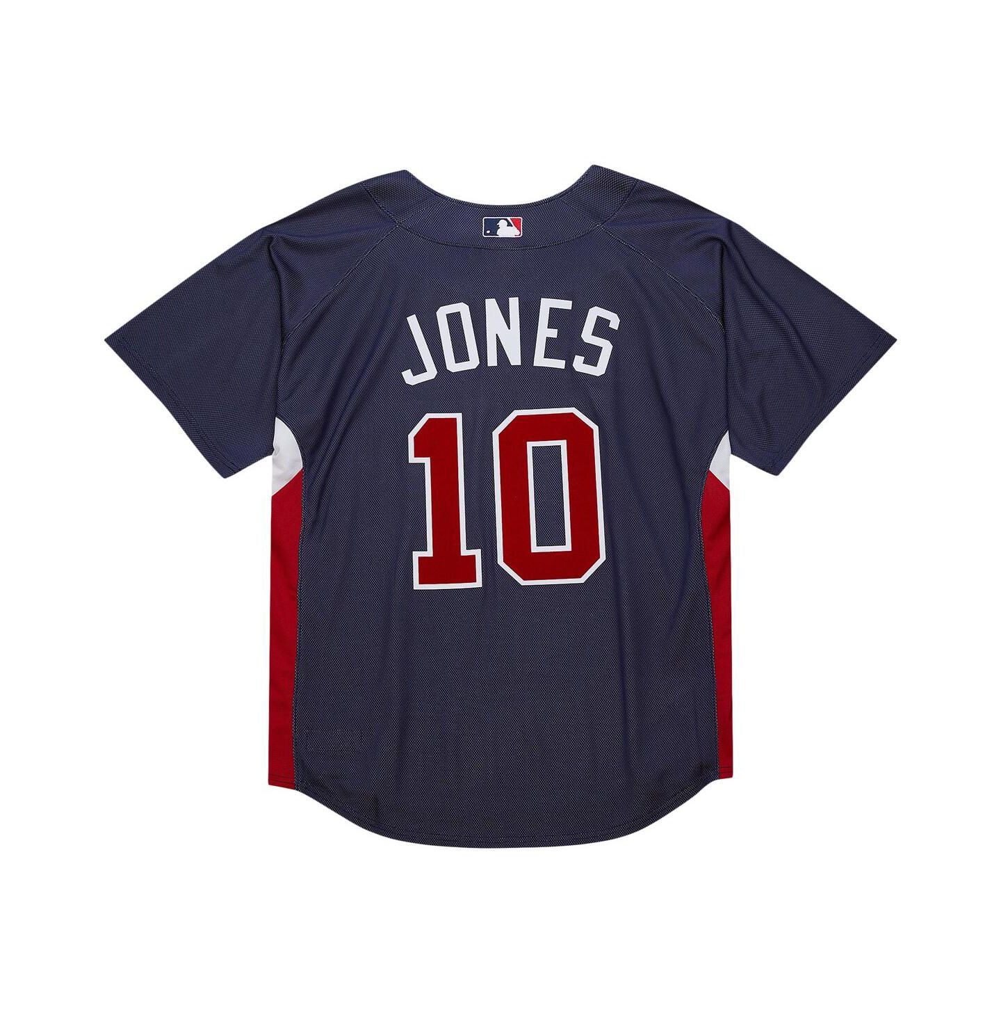 Мужской топ Mitchell & Ness Mitchell Ness Chipper Jones Navy Atlanta Braves Cooperstown Collection 2007 Batting Practice Jersey — фото 3