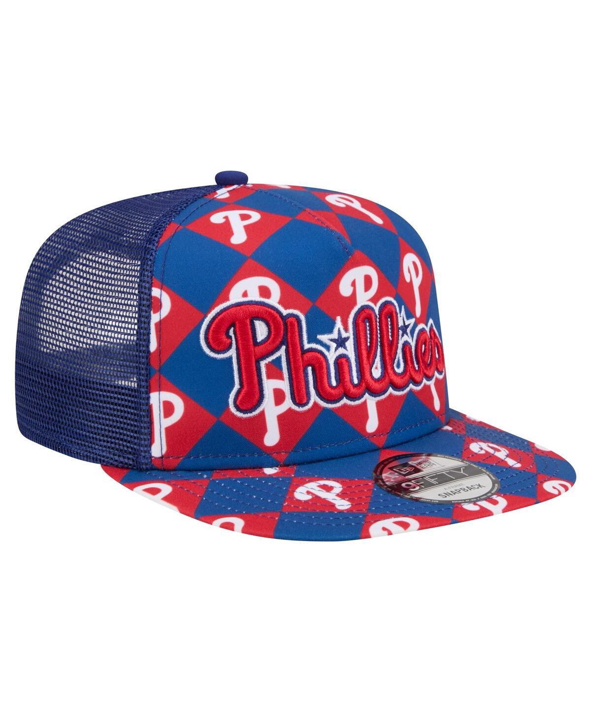 Shop New Era Men's Royal Philadelphia Phillies Seeing Diamonds A-frame Trucker 9fifty Snapback Hat