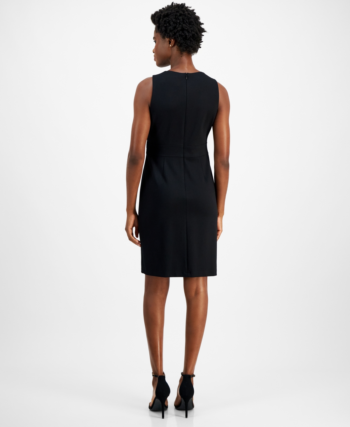 Anne Klein Women's Round-Neck Side-Pleat Dress