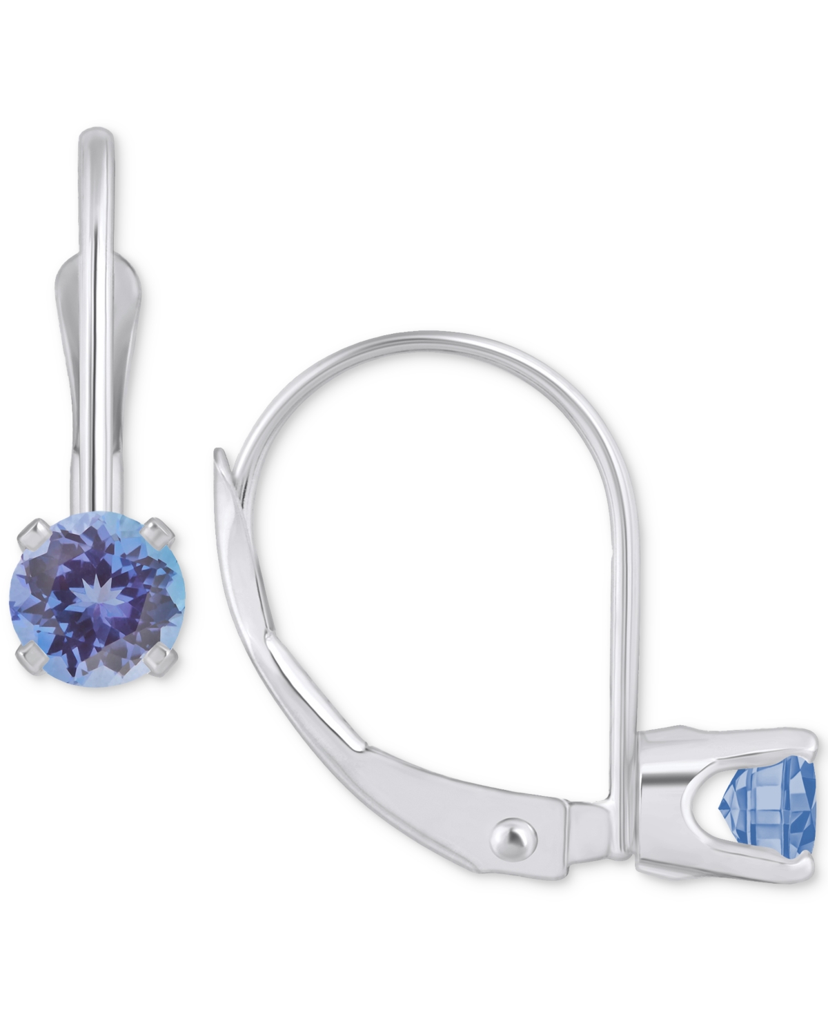 Emerald Solitaire Leverback Earrings (1/2 ct. t.w.) in 14k White Gold (Also in Ruby, Sapphire, & - Tanzanite