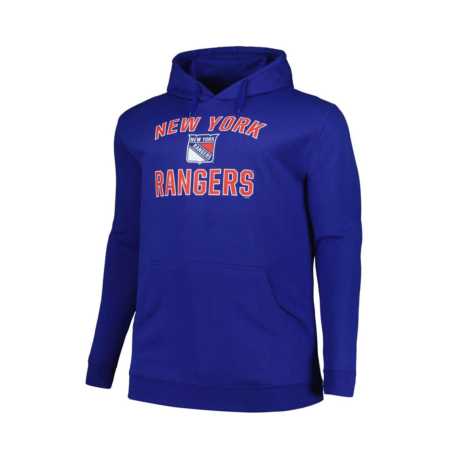Мужское худи Profile Blue New York Rangers Big & Tall Arch Over Logo Pullover — фото 2