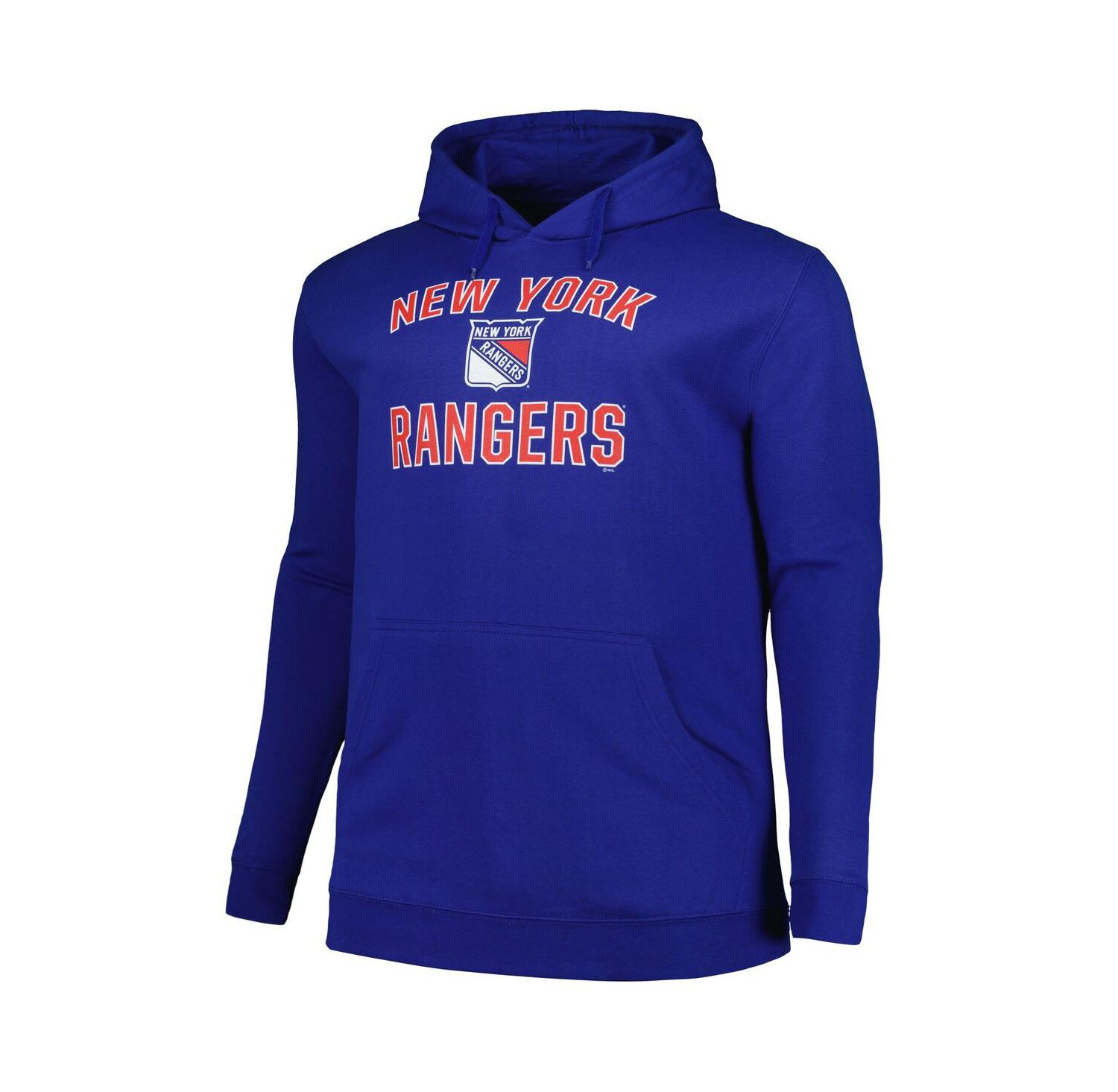 Men's Blue New York Rangers Big & Tall Arch Over Logo Pullover Hoodie