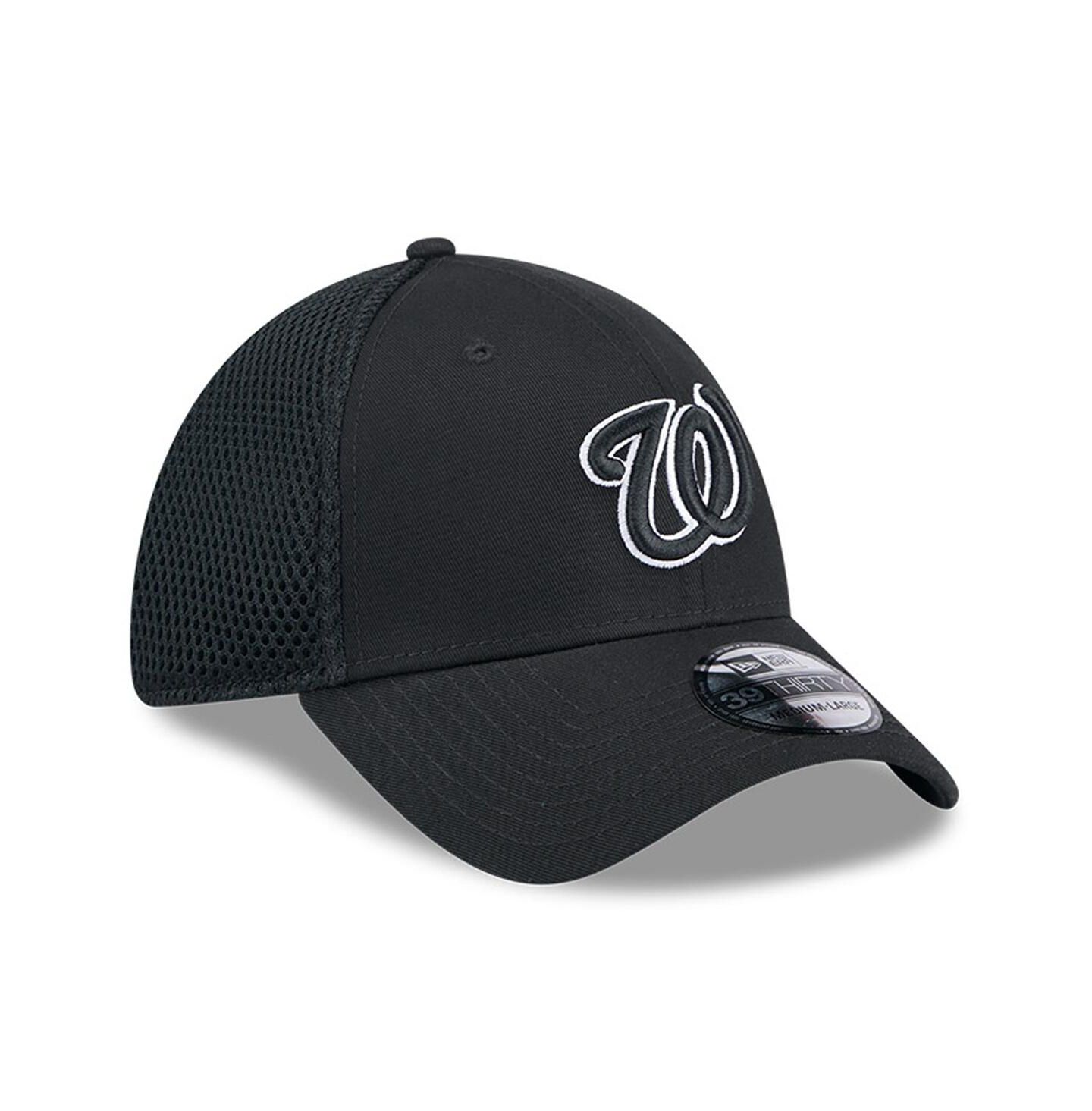 Мужская кепка New Era Washington Nationals Evergreen Black White Neo 39Thirty Flex Hat — фото 2