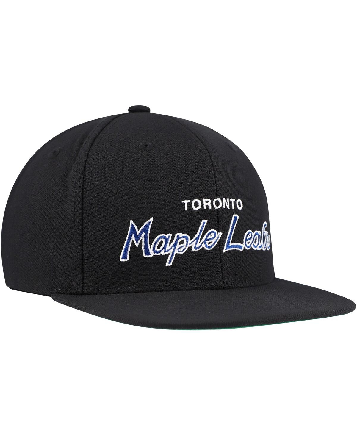 Mitchell & Ness Mitchell Ness Men's Black Toronto Maple Leafs Core Team Script 2.0 Snapback Hat In Black