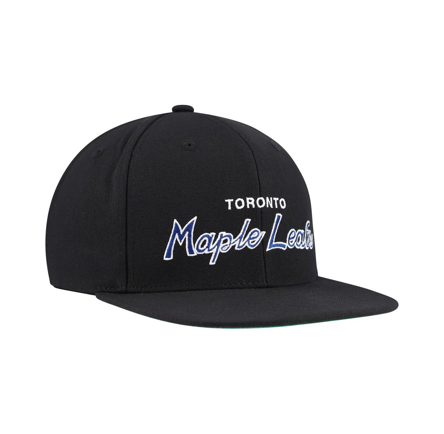 Mitchell Ness Men's Black Toronto Maple Leafs Core Team Script 2.0 Snapback Hat