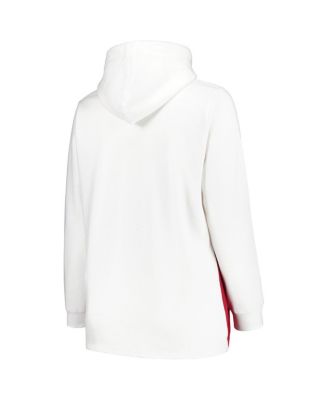 Women's White/Crimson Alabama Crimson Tide Plus Size Taping Pullover Hoodie