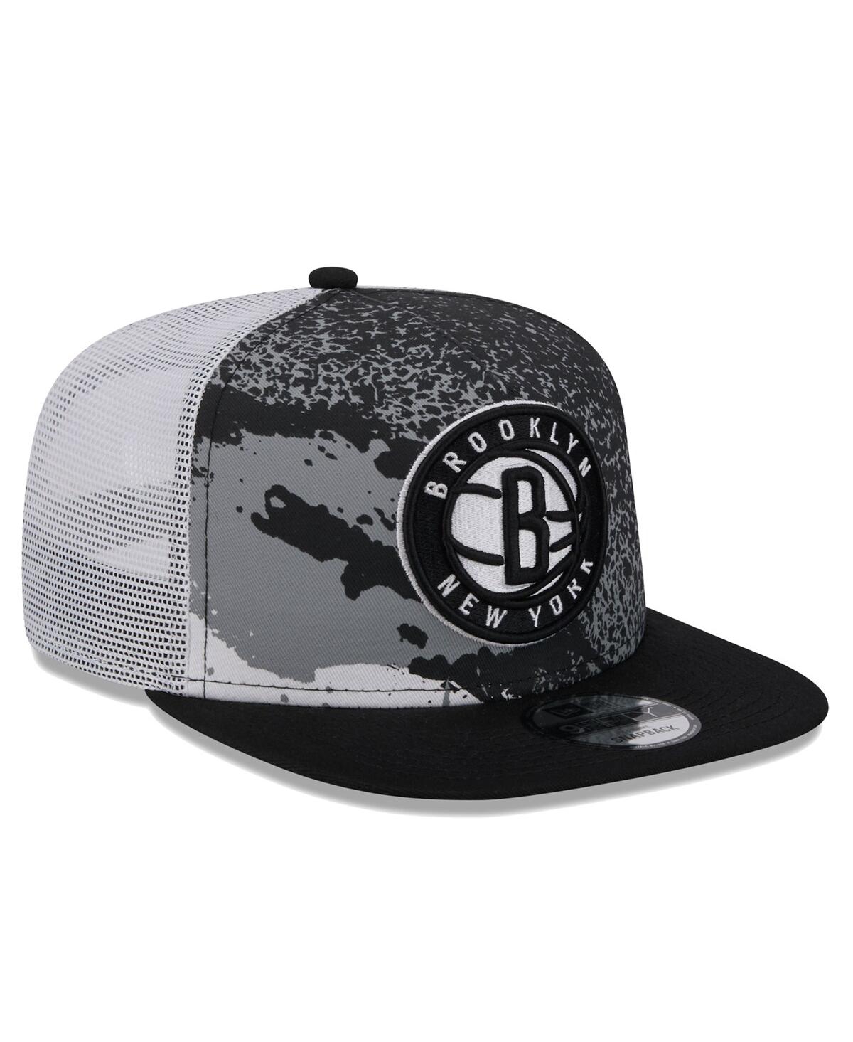 NEW ERA MEN'S BLACK BROOKLYN NETS COURT SPORT SPECKLE 9FIFTY SNAPBACK HAT 
