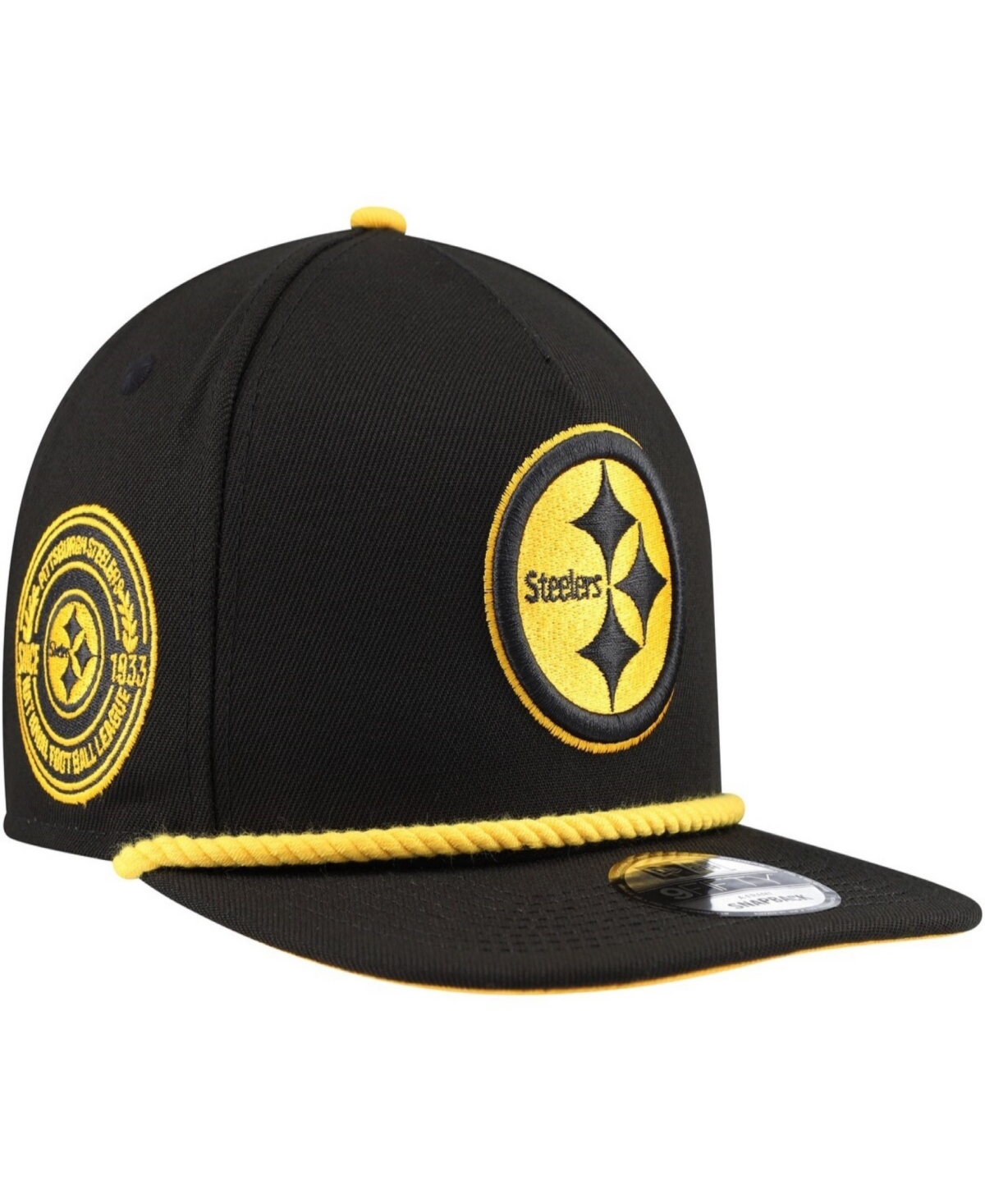 Men's Black Pittsburgh Steelers Captain Snapback Hat - Black
