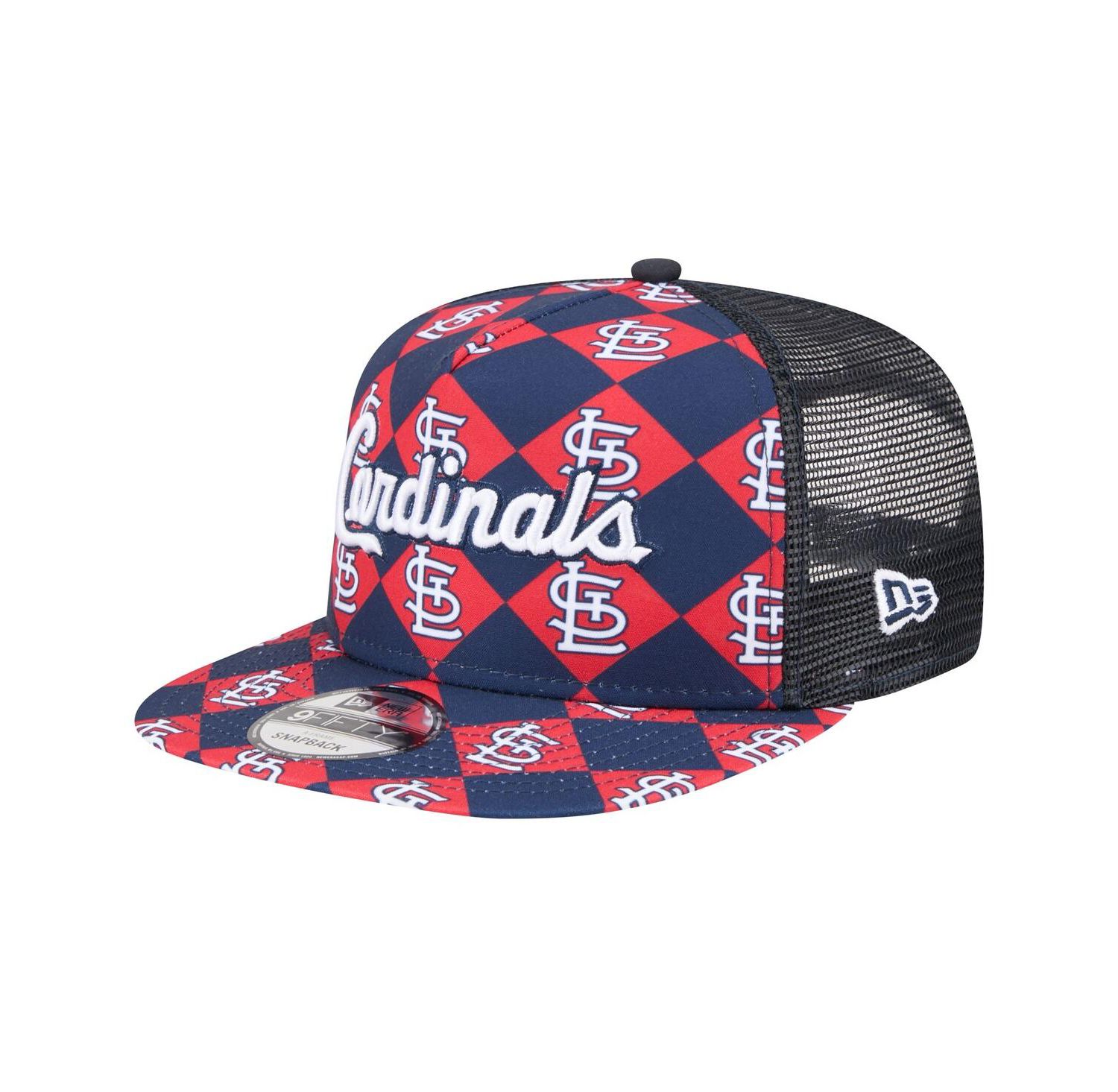Men's Navy St. Louis Cardinals Seeing Diamonds A-Frame Trucker 9Fifty Snapback Hat