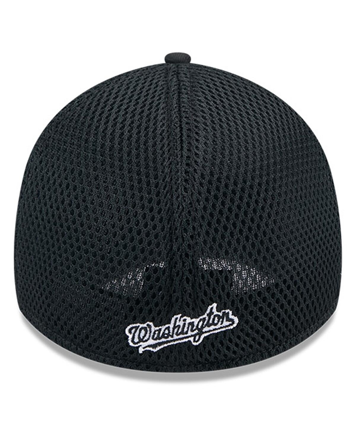 New Era Men's Washington Nationals Evergreen Black White Neo 39thirty Flex Hat In Black