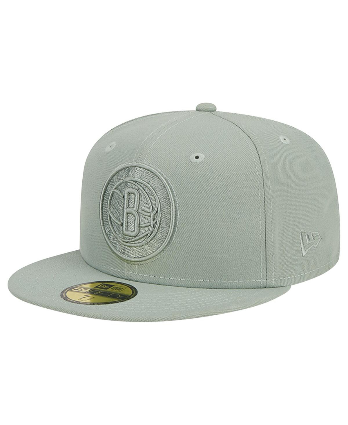 Men's Light Green Brooklyn Nets Sage Color Pack 59Fifty Fitted Hat - Light Gree