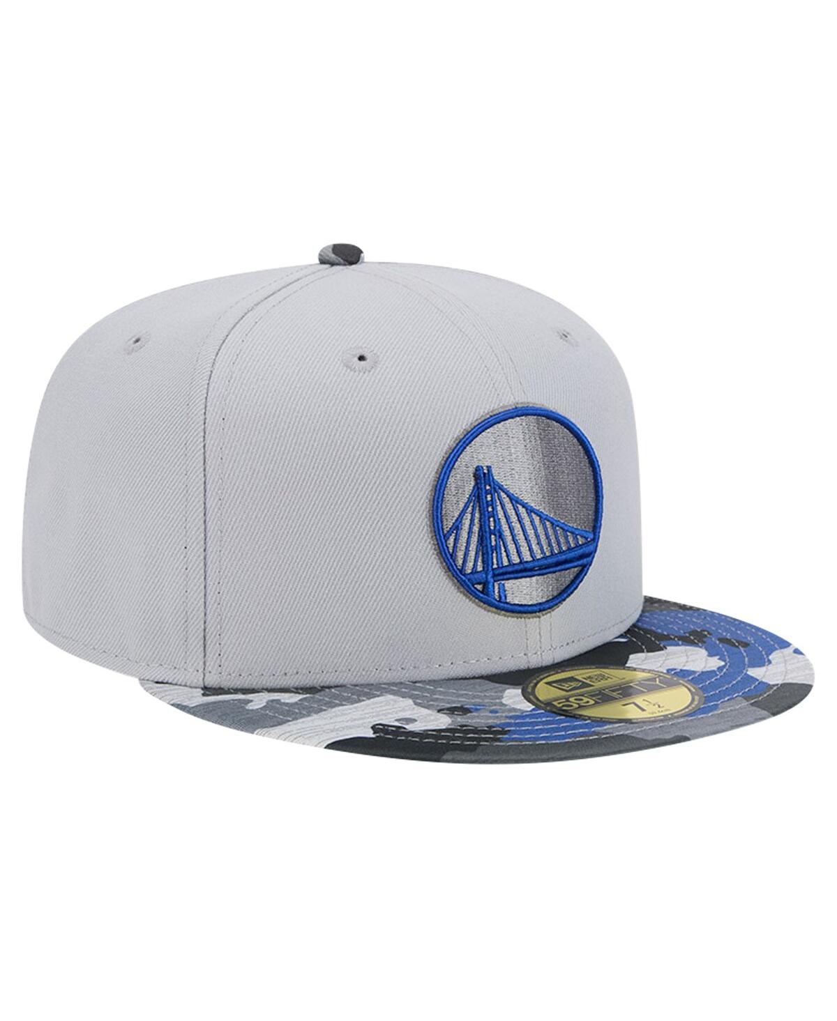 New Era Men's Gray Golden State Warriors Active Color Camo Visor 59fifty Fitted Hat