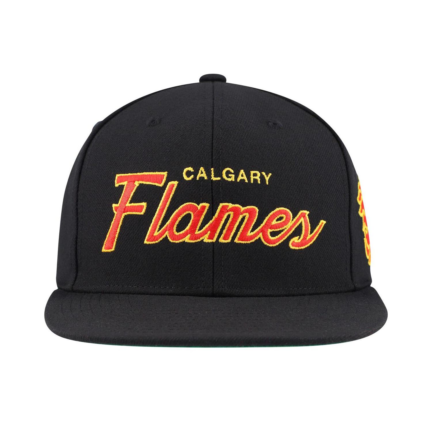 Mitchell Ness Men's Black Calgary Flames Core Team Script 2.0 Snapback Hat
