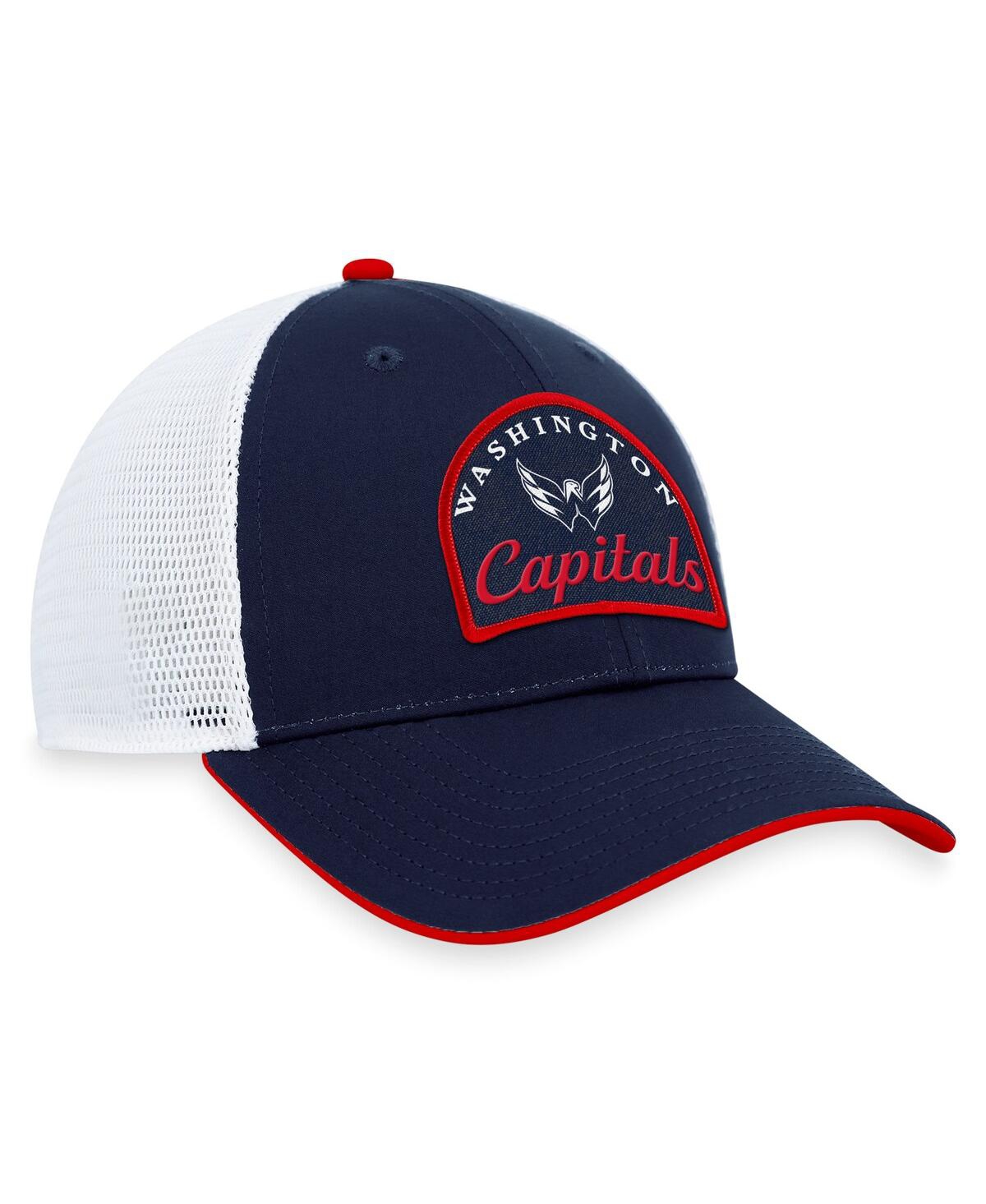 Shop Fanatics Branded Men's Navy/white Washington Capitals Fundamental Adjustable Hat In An,w