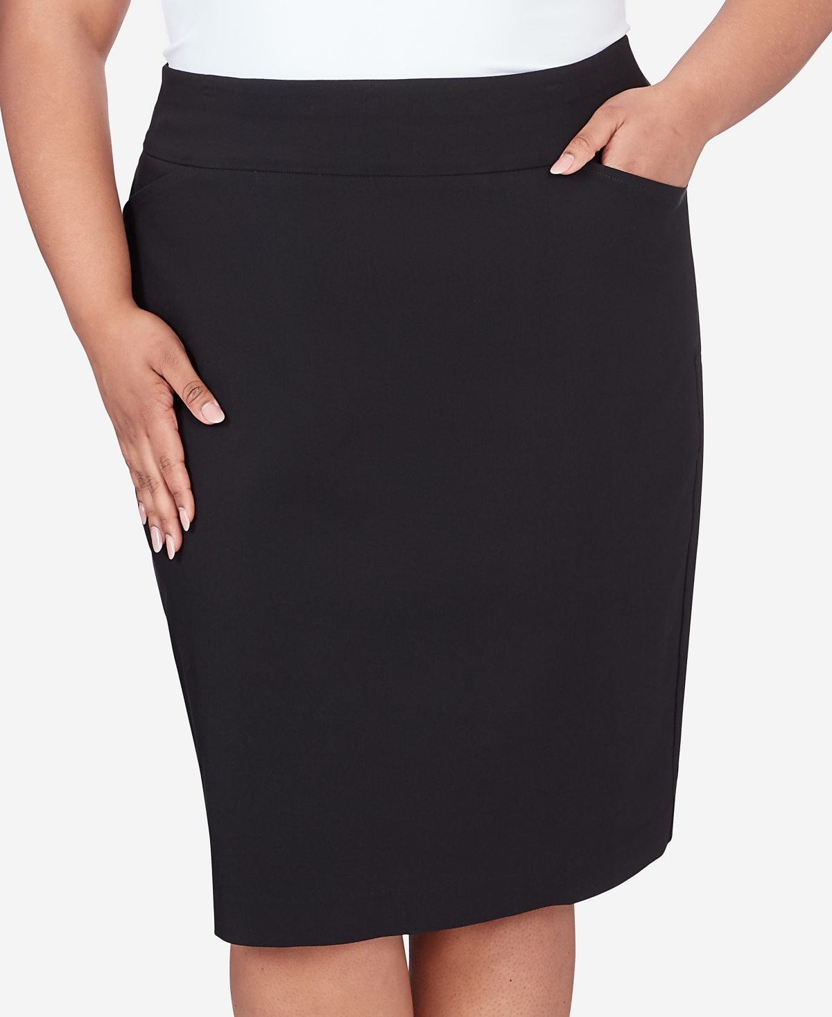 Shop Alfred Dunner Plus Size Classic Stretch Waist Skirt In Black