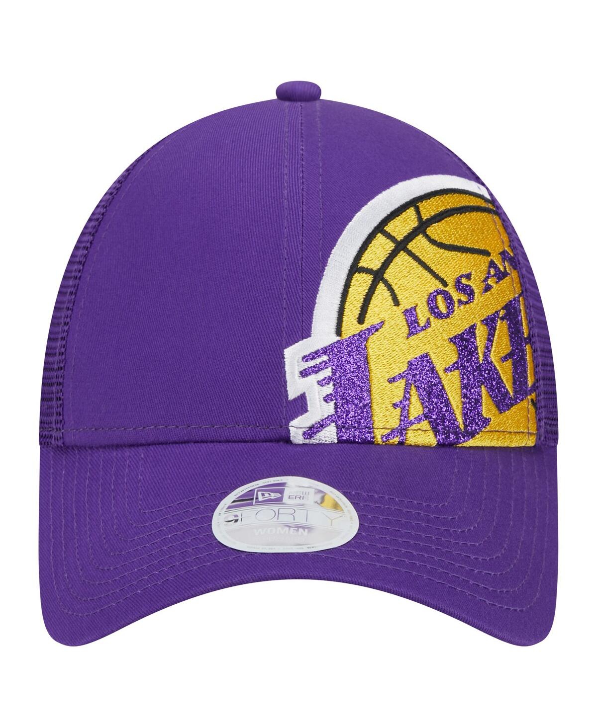Shop New Era Women's Purple Los Angeles Lakers Game Day Sparkle Logo 9forty Adjustable Hat
