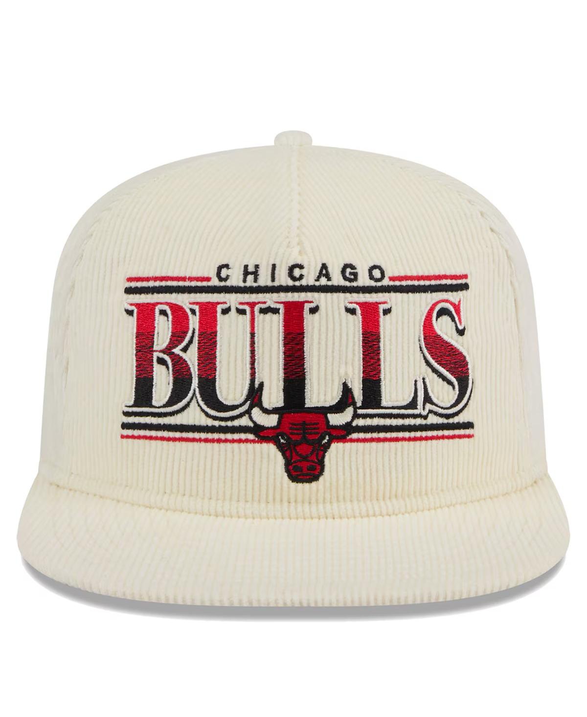 Shop New Era Men's Cream Chicago Bulls Team Bar Lightweight Corduroy Golfer Snapback Hat