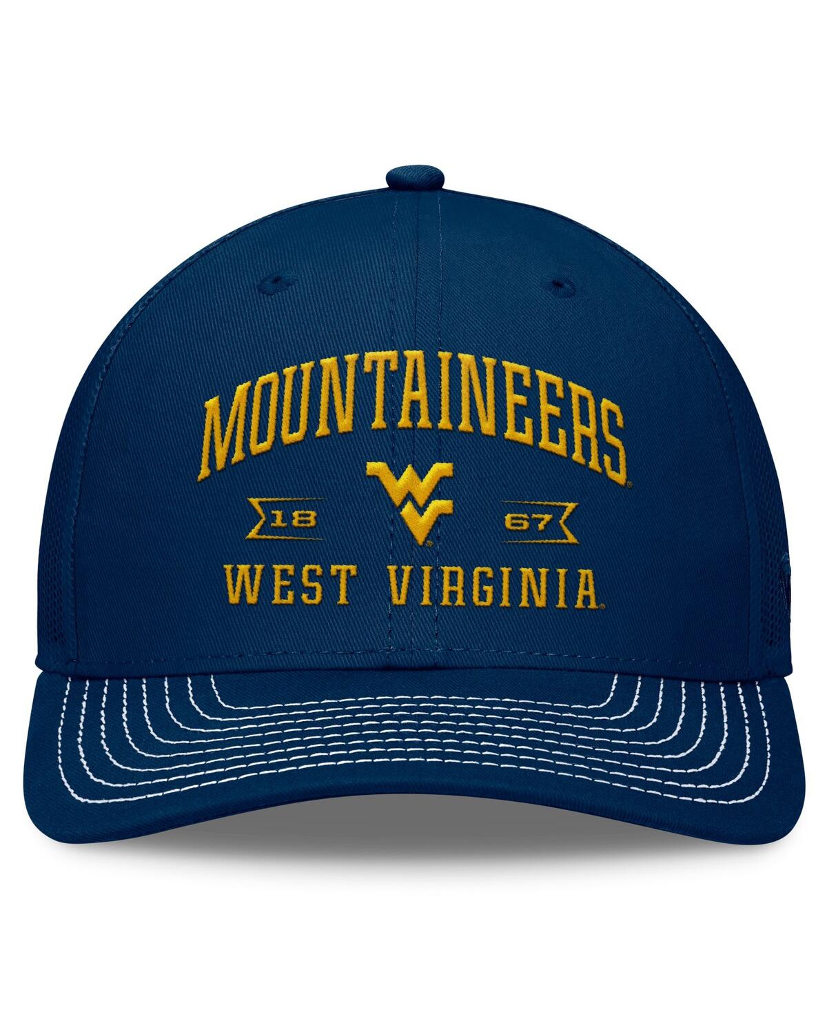 Shop Top Of The World Men's Navy West Virginia Mountaineers Carson Trucker Adjustable Hat In Trd Nvy