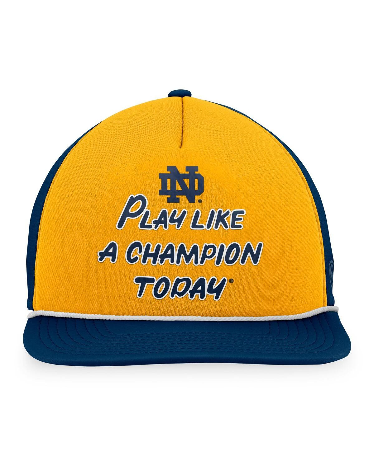 Top Of The World Men's Navy/gold Notre Dame Fighting Irish Play Like A Champion Today Foam Trucker Adjustable Hat In Tr Ny,cg G