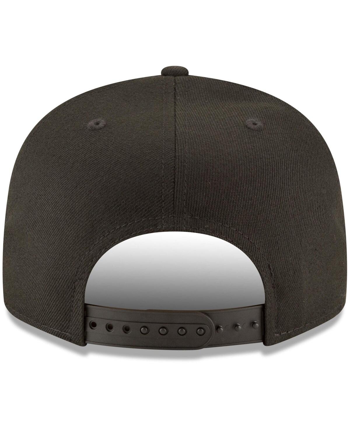 NEW ERA ATLANTA BRAVES BLACK ON BLACK 9FIFTY TEAM SNAPBACK ADJUSTABLE HAT 