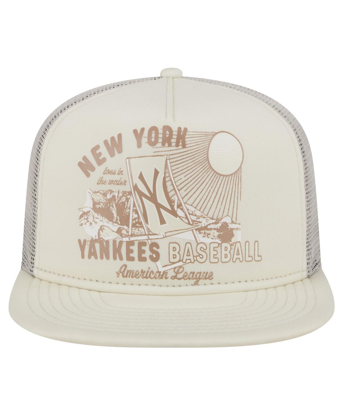 Shop New Era Men's Khaki New York Yankees Almost Friday A-frame 9fifty Trucker Snapback Hat