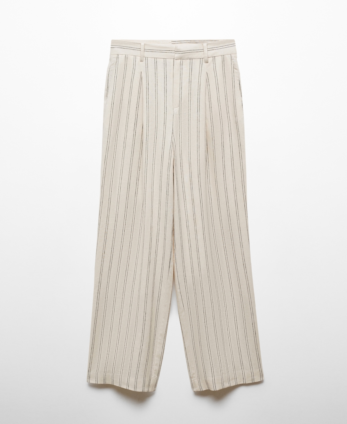 Shop Mango Women's Striped Linen-blend Pants In Light Beige