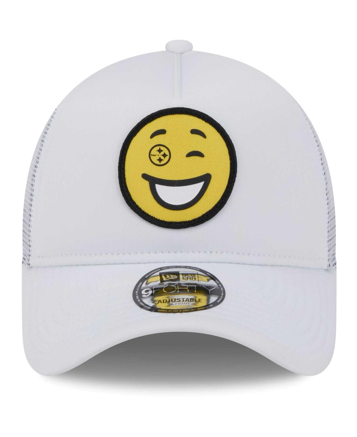 Shop New Era Men's White Pittsburgh Steelers Happy A-frame Trucker 9forty Snapback Hat
