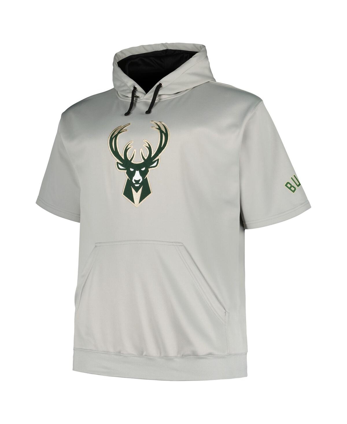 Fanatics Branded Men's Silver Milwaukee Bucks Big Tall Logo Pullover Hoodie In Silver Bla