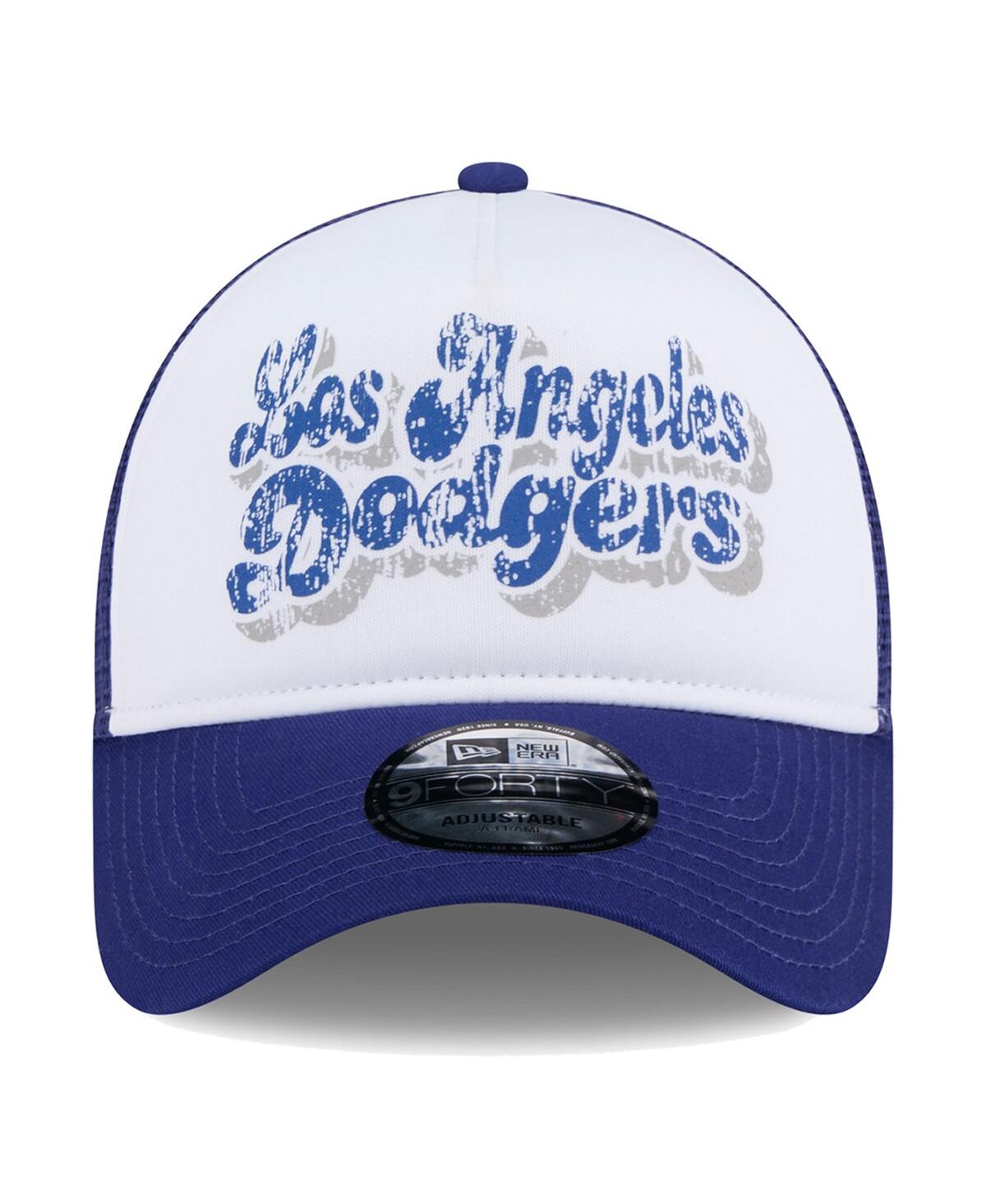 New Era Women's White/royal Los Angeles Dodgers Throwback Team Foam Front A-frame Trucker 9forty Adjustable In White Roya