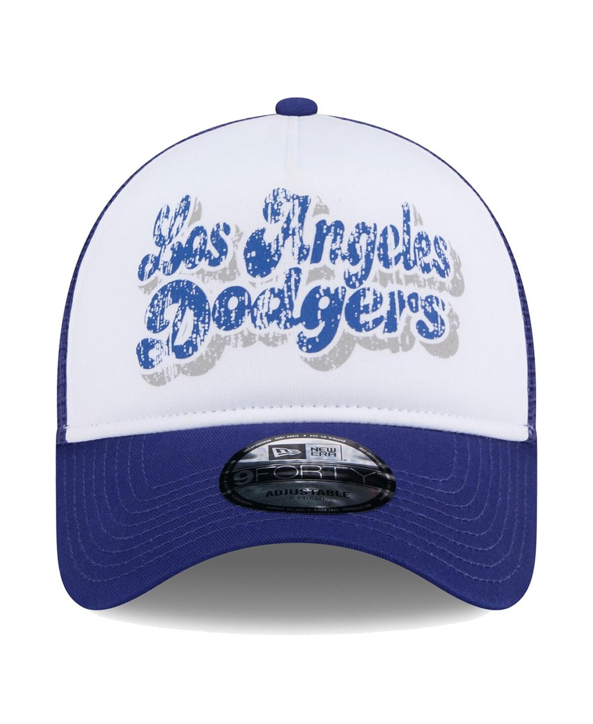 Shop New Era Women's White/royal Los Angeles Dodgers Throwback Team Foam Front A-frame Trucker 9forty Adjustable  In White Roya