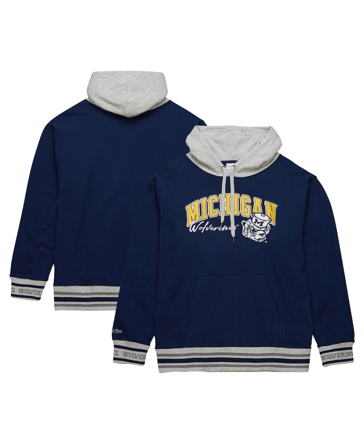 Mitchell Ness Men's Navy Michigan Wolverines Arched Fleece Pullover Hoodie - Navy