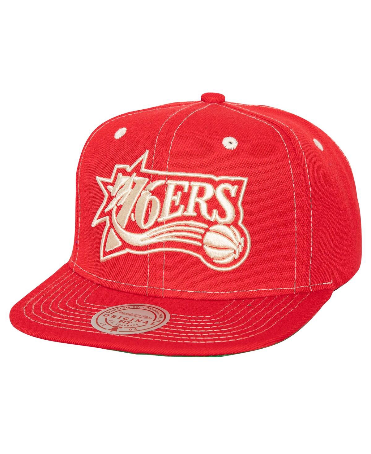 Mitchell Ness Men's Red Philadelphia 76ers Energy Contrast Snapback Hat - Red