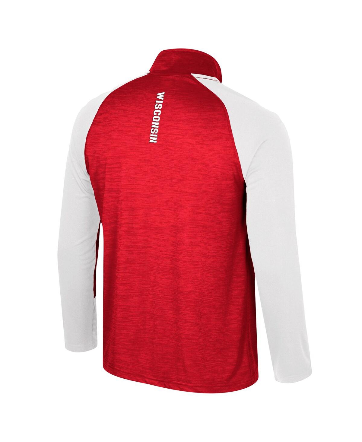 Colosseum Men's Red Wisconsin Badgers Langmore Raglan Quarter-zip Top In Red