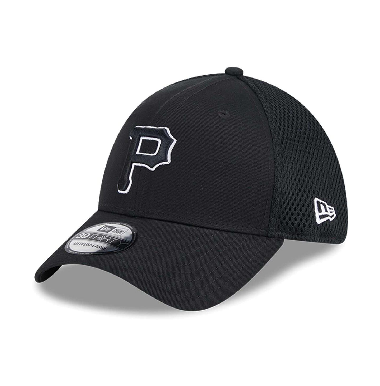 Мужская кепка New Era Pittsburgh Pirates Evergreen Black White Neo 39Thirty Flex Hat — фото 1