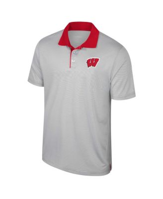 Men's Gray Wisconsin Badgers Tide Big & Tall Tuck Striped Polo