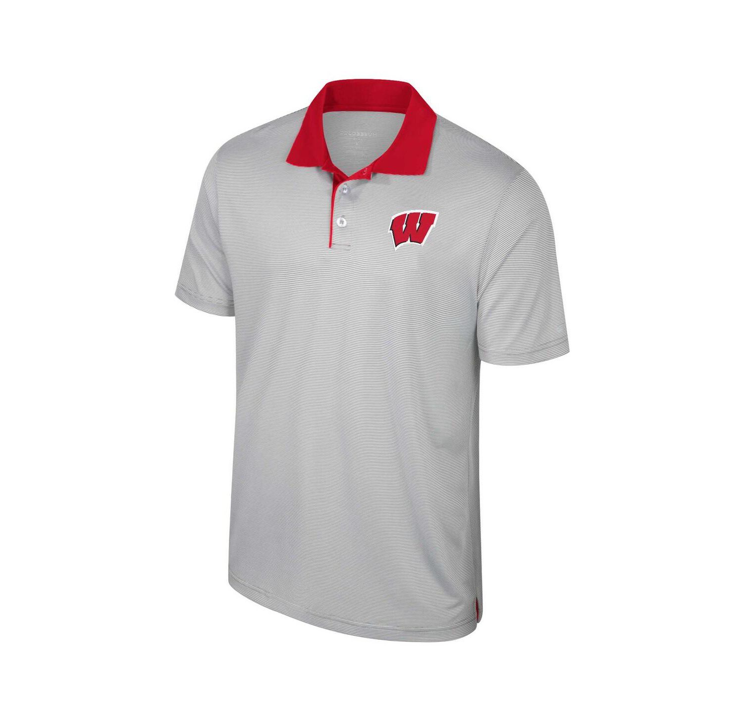 Men's Gray Wisconsin Badgers Tide Big & Tall Tuck Striped Polo