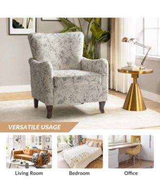 Ewert Comfy Floral Fabric Pattern Armchair with Wingback Design