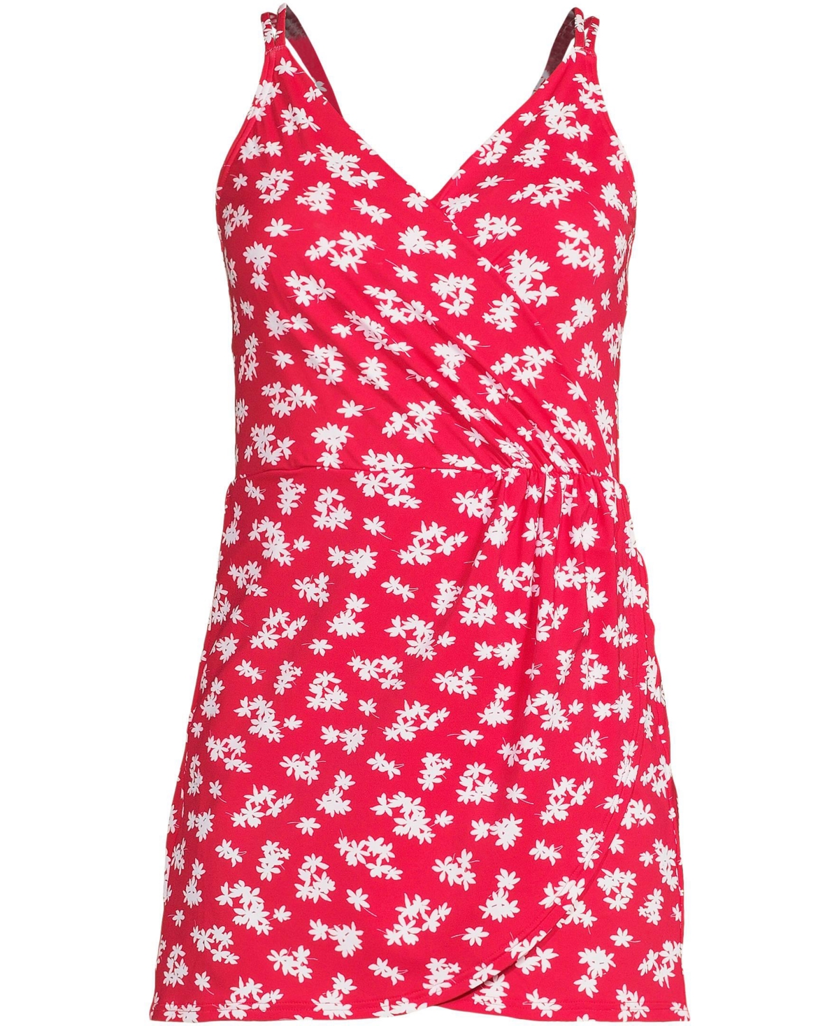 Lands' End Women's V-neck Tulip Wrap Swim Dress One Piece Swimsuit