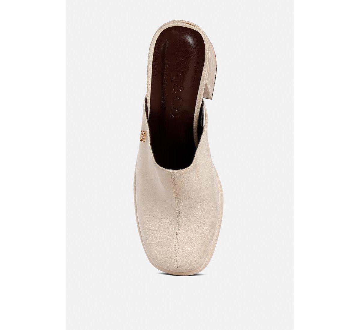 Rag & Co Delaunay Womens Suede Heeled Mules