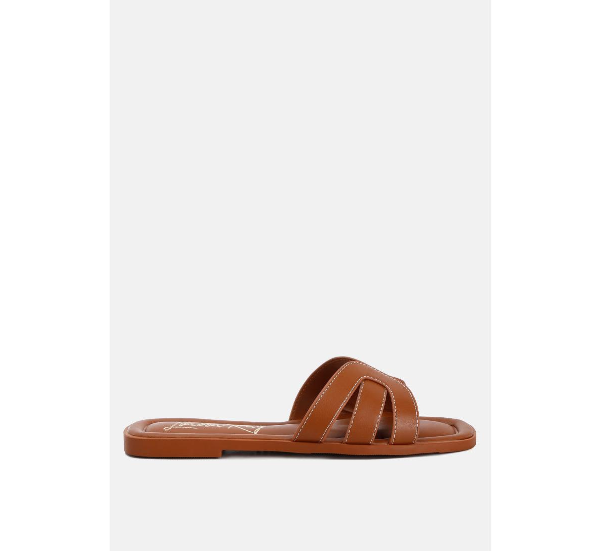 aura faux leather flat sandals - Tan