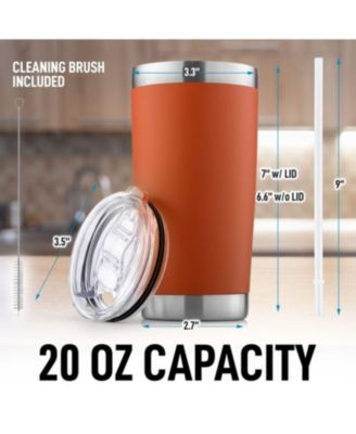 20oz Stainless Steel Tumbler With Lid and Straw - Sweat-Free Travel Coffee Mug Tumbler Cups